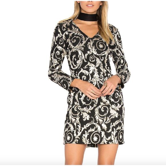 ANINE BING Brocade Jacquard Gold Metallic Mini Dress XS - Picture 1 of 7